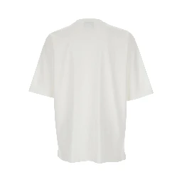 White T-Shirt with Logo Print on the Front in Cotton Man
