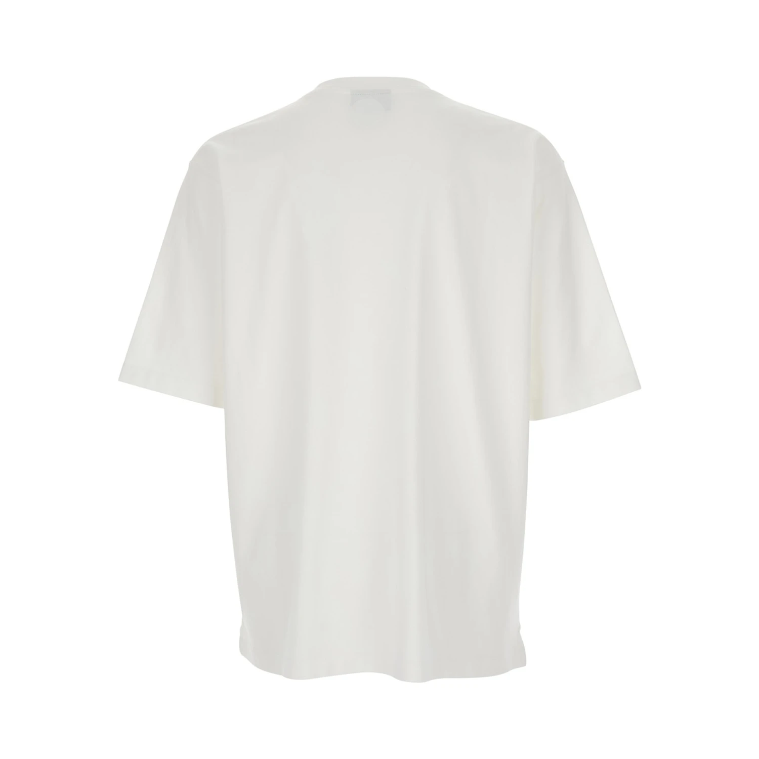 White T-Shirt with Logo Print on the Front in Cotton Man