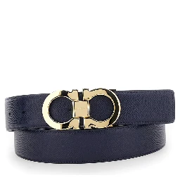 Black Reversible Belt with Gancini Buckle in Leather Man