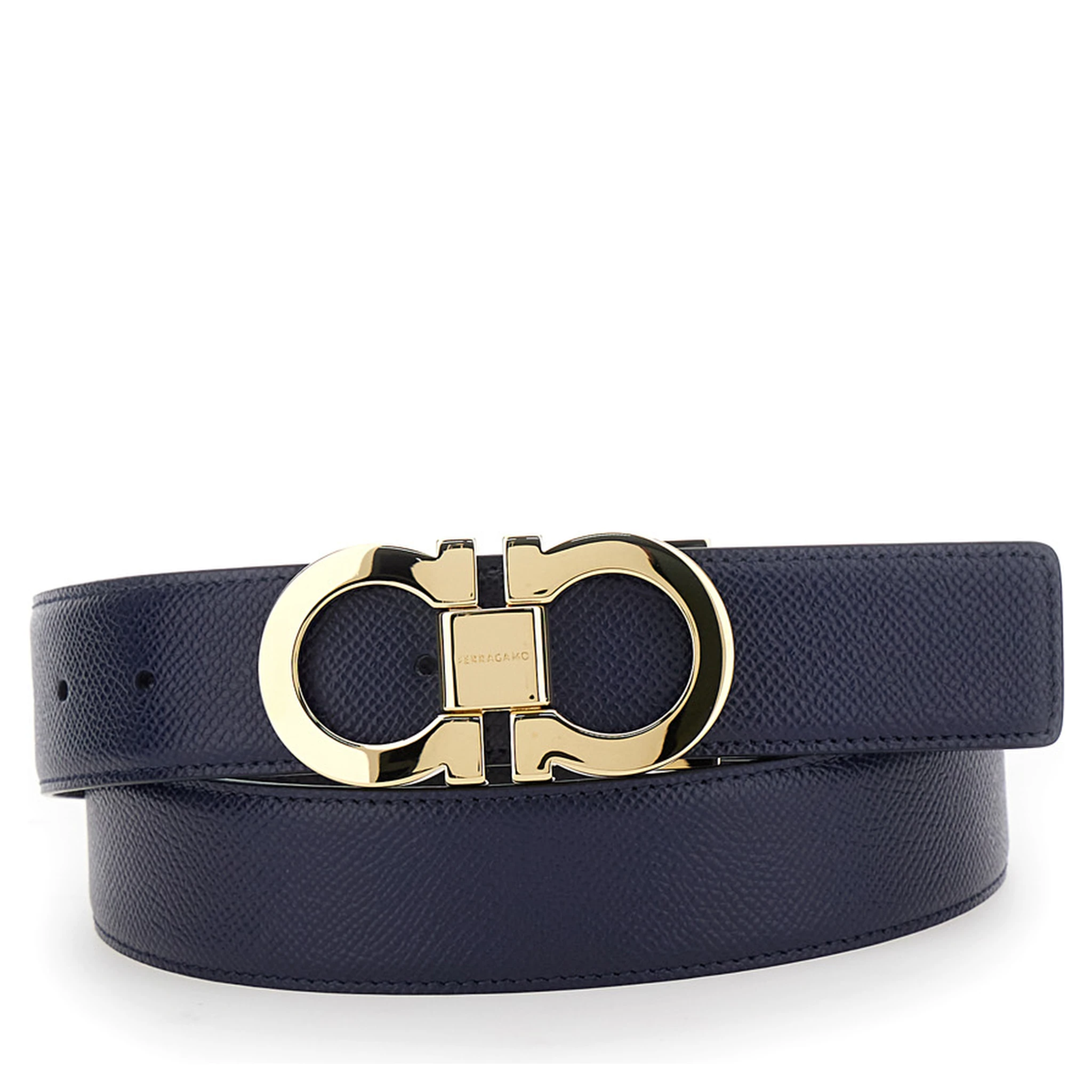 Black Reversible Belt with Gancini Buckle in Leather Man
