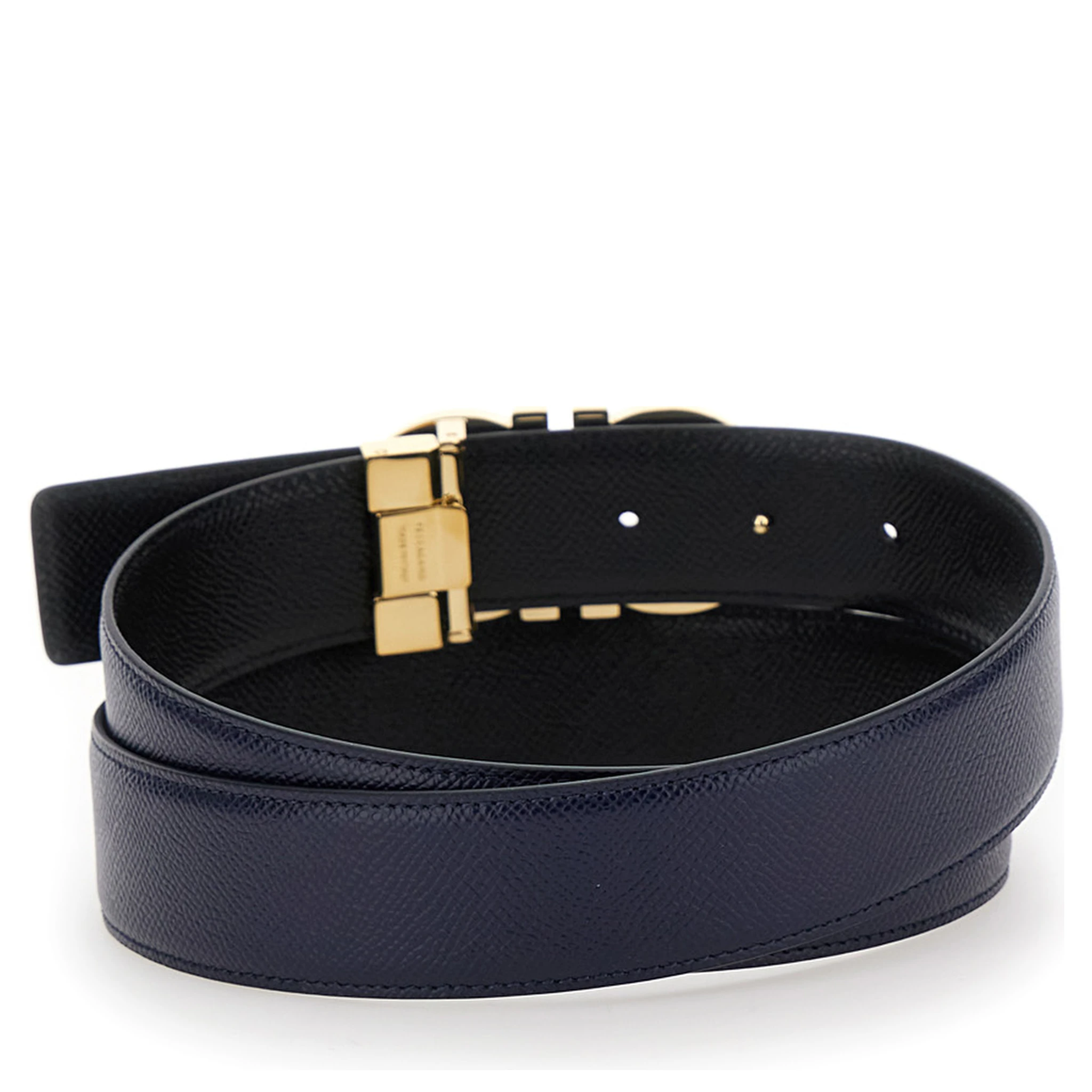 Black Reversible Belt with Gancini Buckle in Leather Man