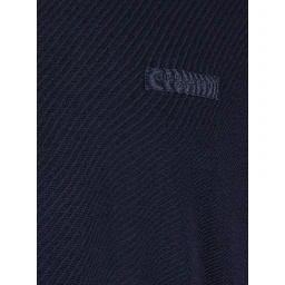 Blue Crew Neck T-Shirt with Chest Logo Patch in Cotton Man