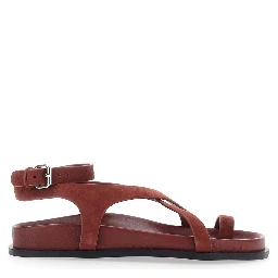 Jalen Slim Bordeaux Sandals with Criss-Crossed Straps and Buckle Closure in Suede Woman