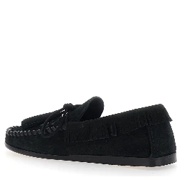 Fitza Black Loafers with Fringed Details and Front Bow in Suede Woman