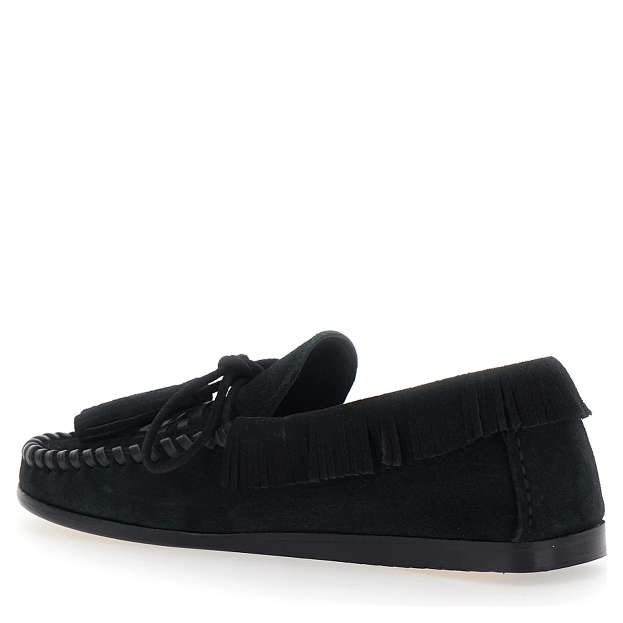 Fitza Black Loafers with Fringed Details and Front Bow in Suede Woman