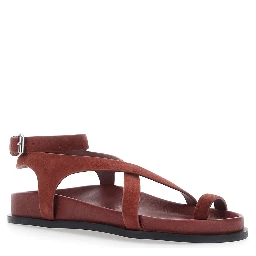 Jalen Slim Bordeaux Sandals with Criss-Crossed Straps and Buckle Closure in Suede Woman