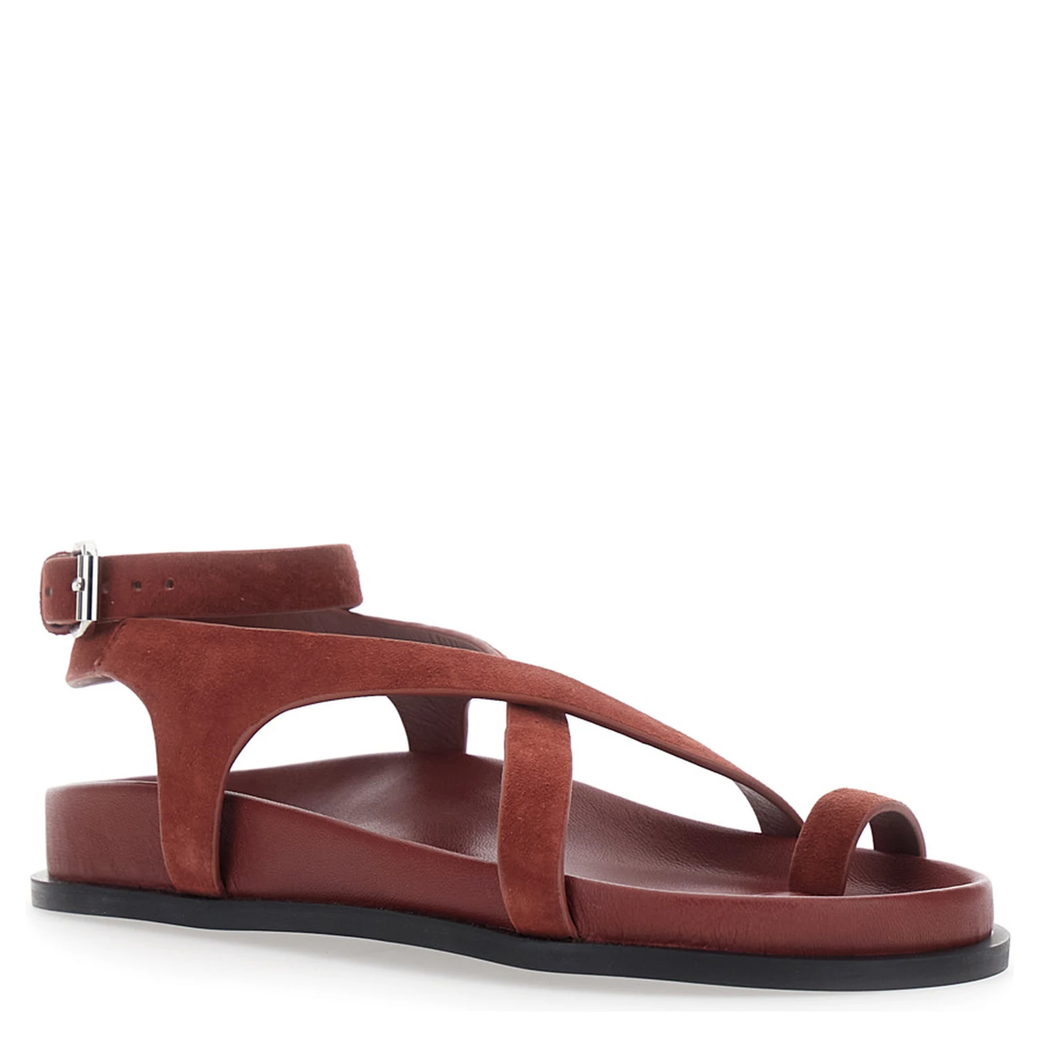 Jalen Slim Bordeaux Sandals with Criss-Crossed Straps and Buckle Closure in Suede Woman