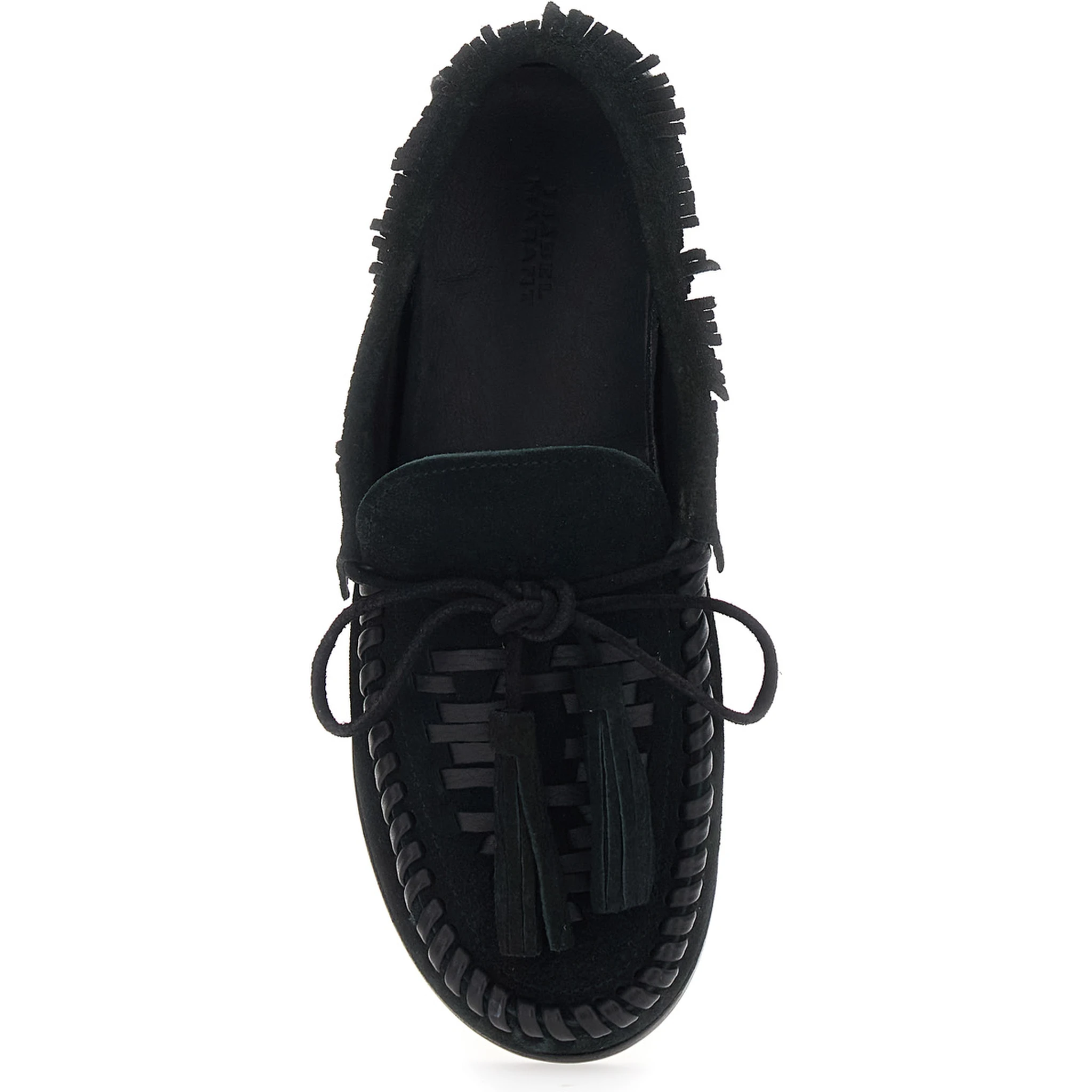 Fitza Black Loafers with Fringed Details and Front Bow in Suede Woman