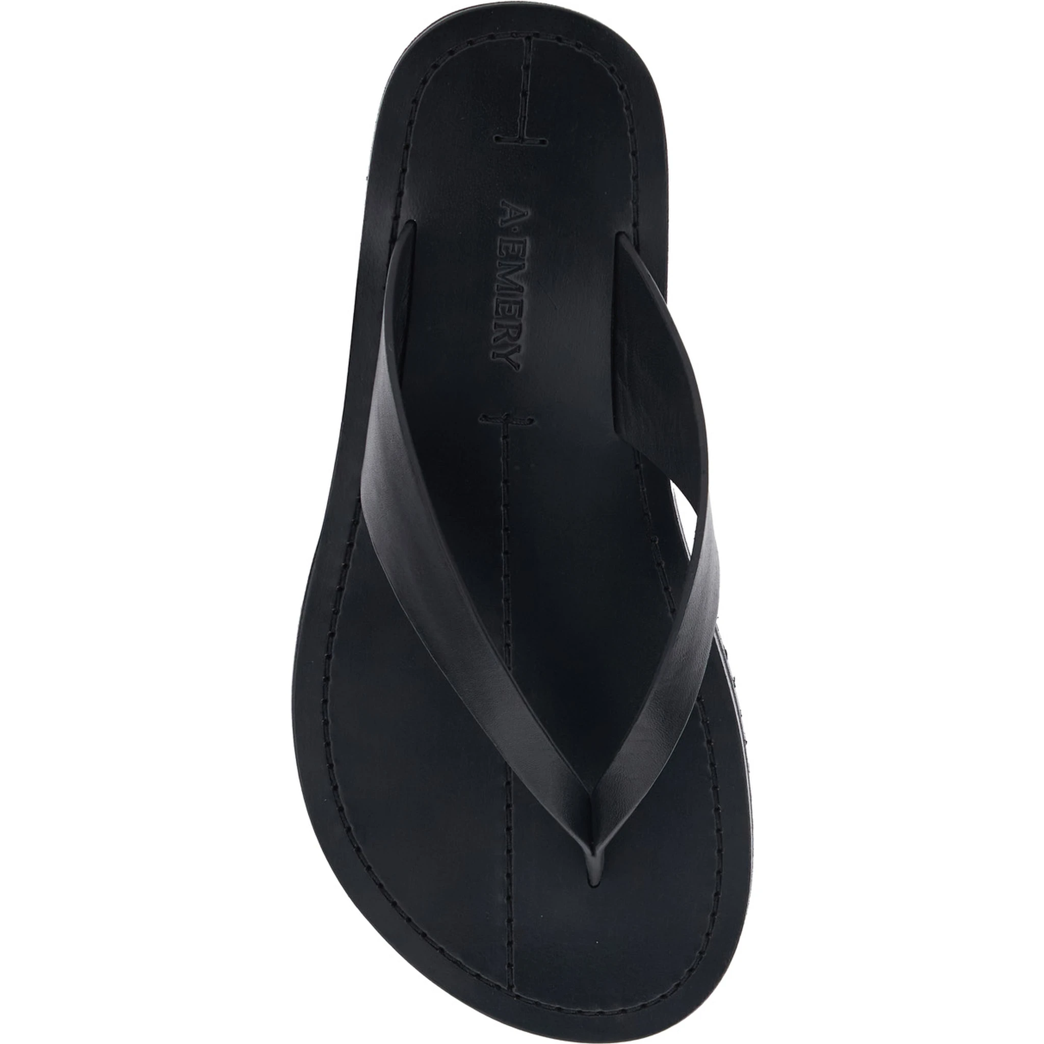 Flora Black Sandals with Flip-Flop Design and Grooved Sole in Leather Woman