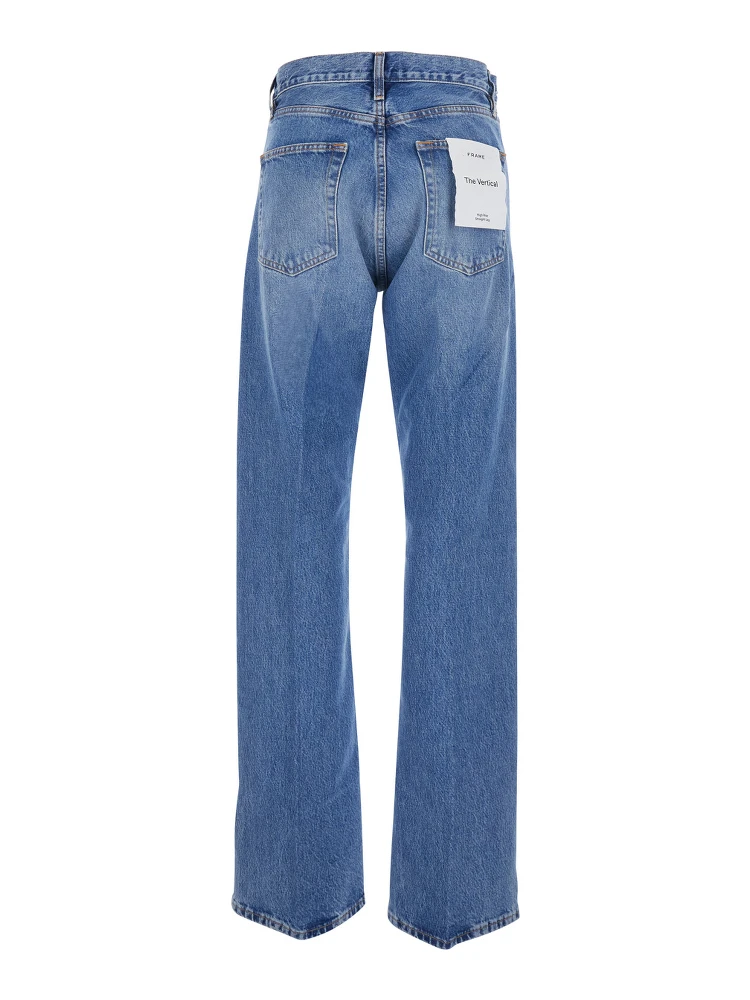 The Vertical Blue Jeans with Five-Pocket Design in Denim Woman