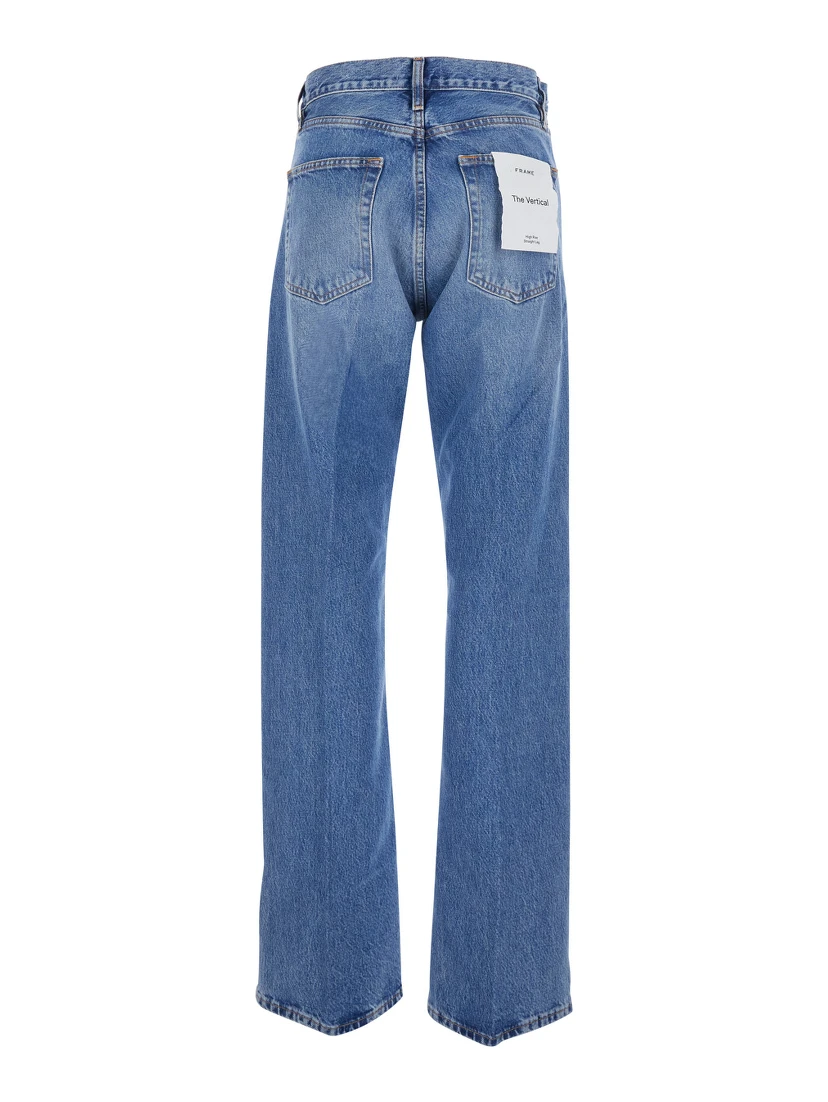 The Vertical Blue Jeans with Five-Pocket Design in Denim Woman
