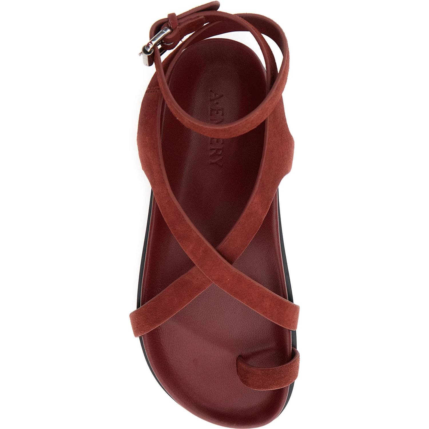 Jalen Slim Bordeaux Sandals with Criss-Crossed Straps and Buckle Closure in Suede Woman