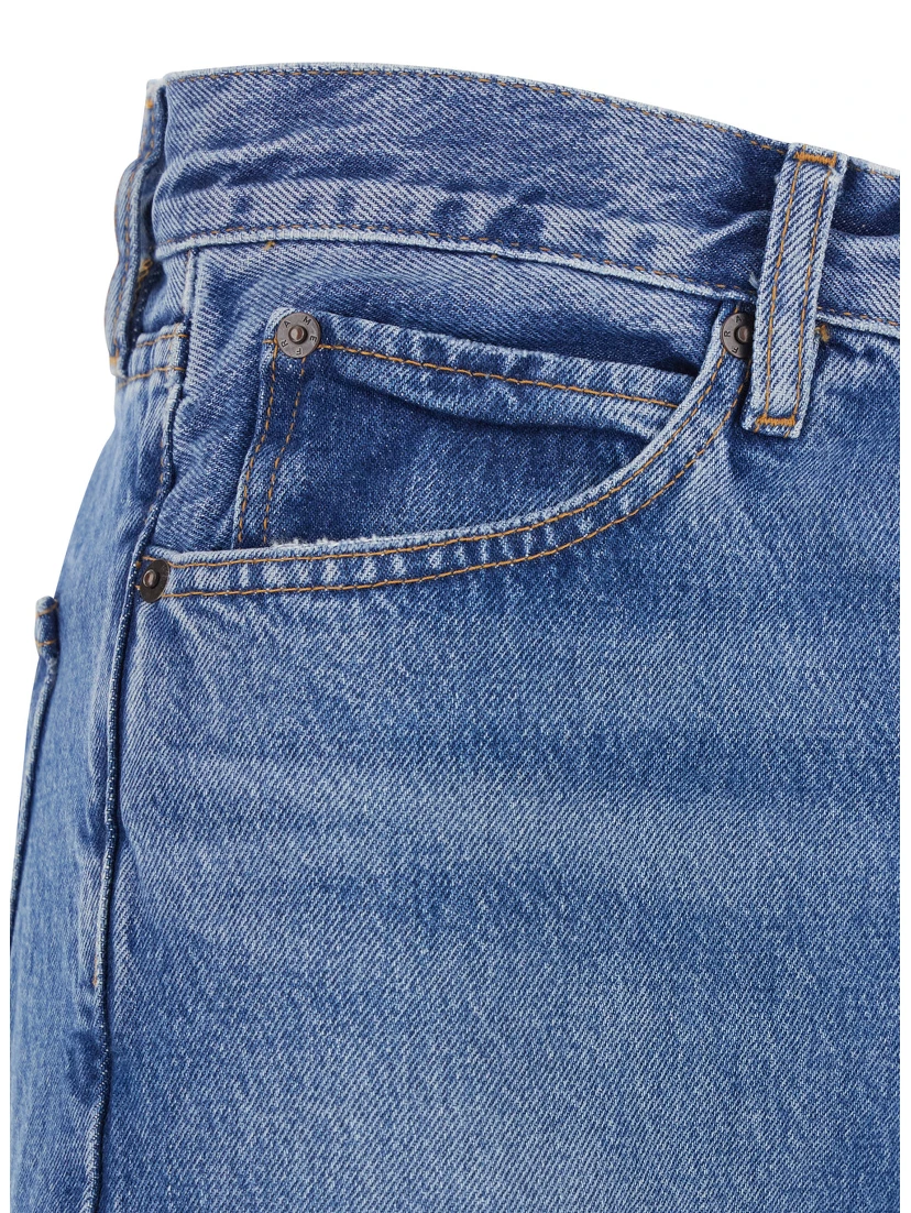 The Vertical Blue Jeans with Five-Pocket Design in Denim Woman
