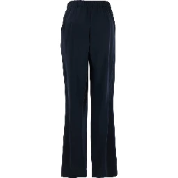 Blue Pants with Rear Elastic Waist and Wide Leg in Tech Fabric Woman