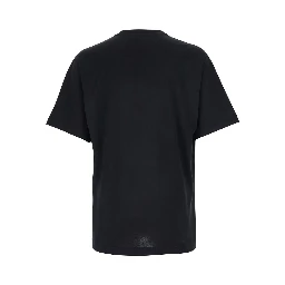 Black Crew Neck T-Shirt with Back Logo Patch in Cotton Man
