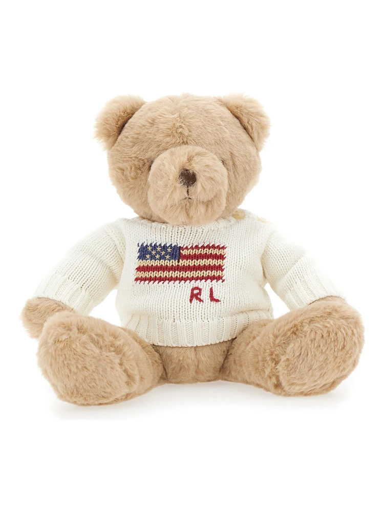 White Teddy Bear Plushie with Logo on the Front in Fabric Baby