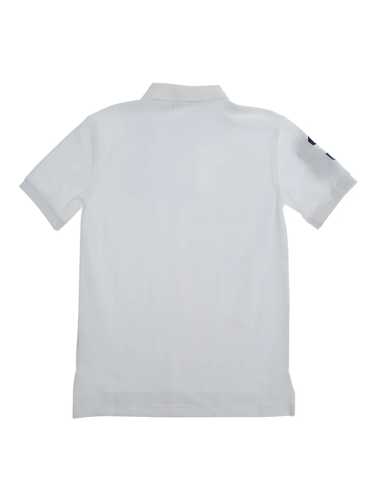 White Polo Shirt with Pony Maxi Embroidery on the Front and Numeric Detail on the Sleeve in Cotton Boy alternative