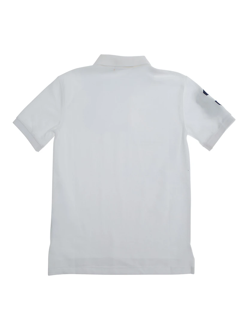 White Polo Shirt with Pony Maxi Embroidery on the Front and Numeric Detail on the Sleeve in Cotton Boy