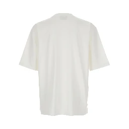 White T-Shirt with Embroidered Logo on the Chest in Cotton Man