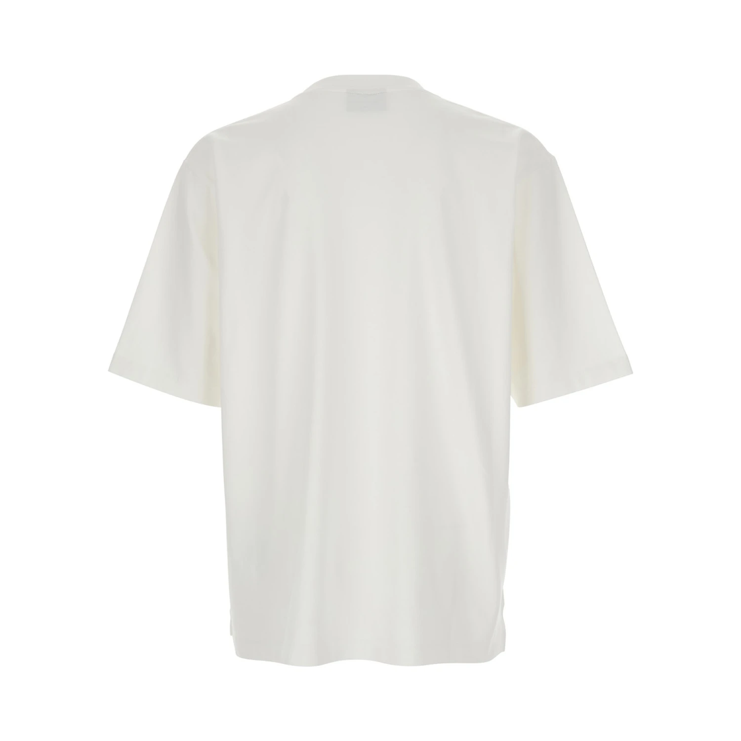 White T-Shirt with Embroidered Logo on the Chest in Cotton Man