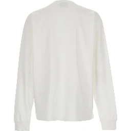 White Sweater with Logo Printed on the Chest in Cotton Man