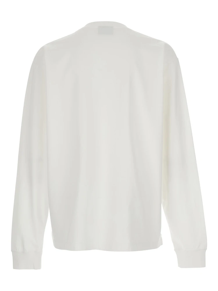 White Sweater with Logo Printed on the Chest in Cotton Man alternative