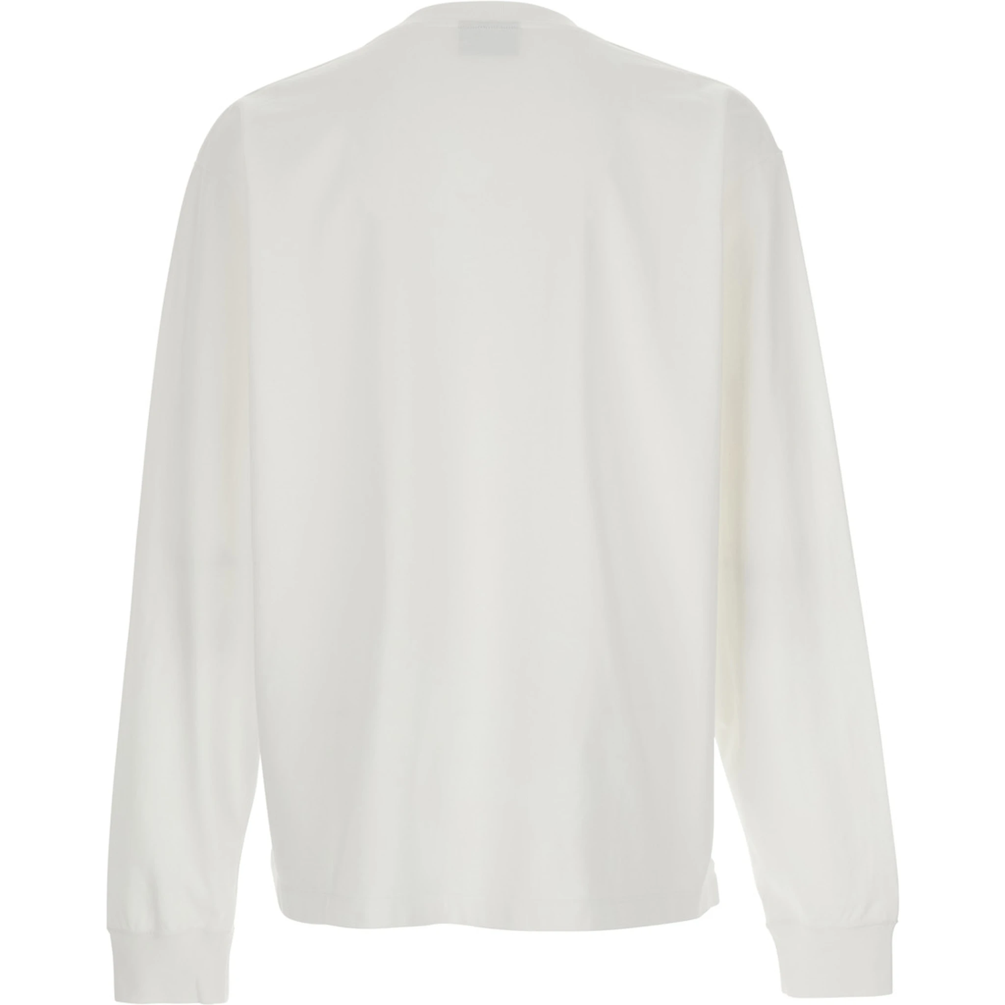 White Sweater with Logo Printed on the Chest in Cotton Man