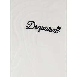 White T-Shirt with Embroidered Logo on the Chest in Cotton Man