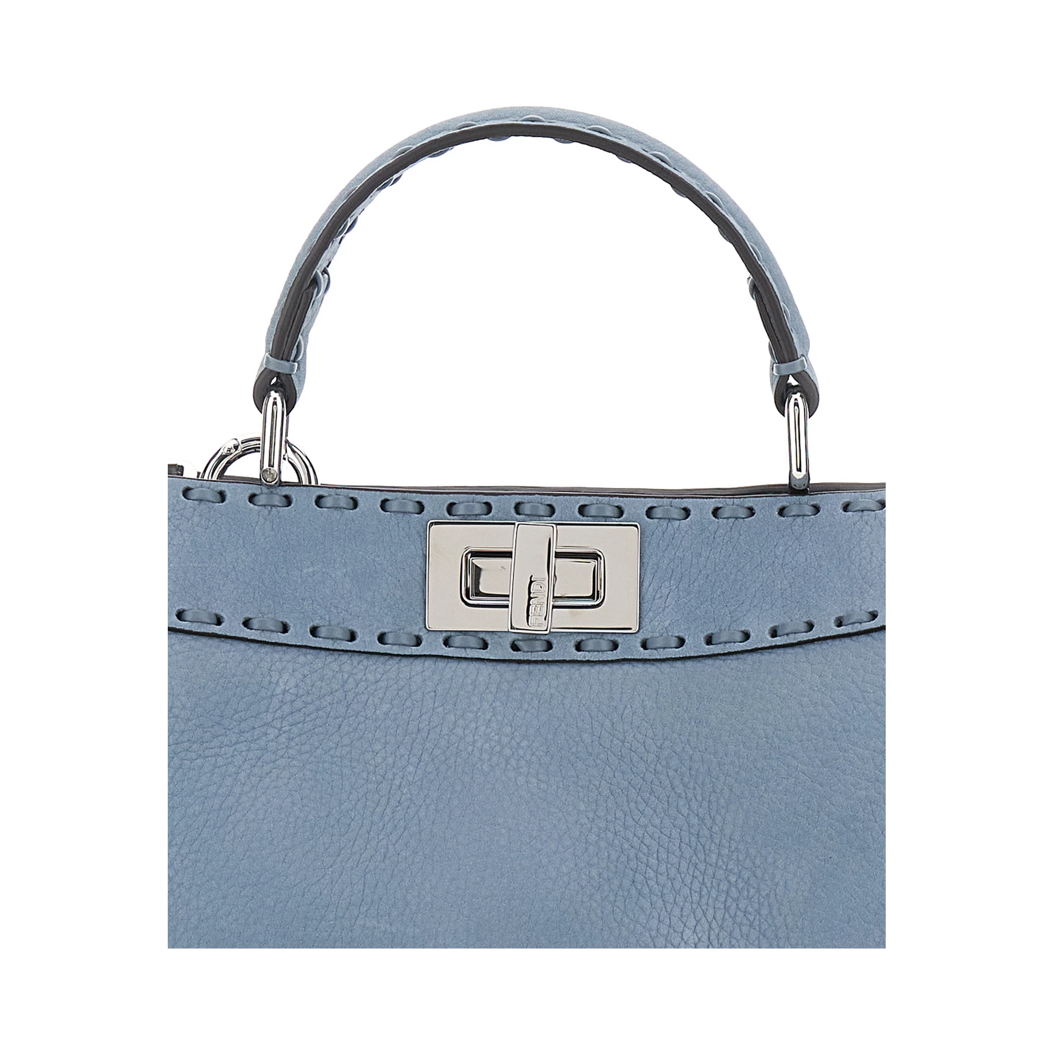 Peekaboo ISeeU Small Light Blue Handbag with Shoulder Strap in Roman Leather Woman