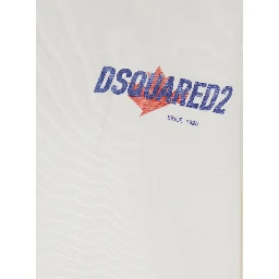 White Sweater with Logo Printed on the Chest in Cotton Man