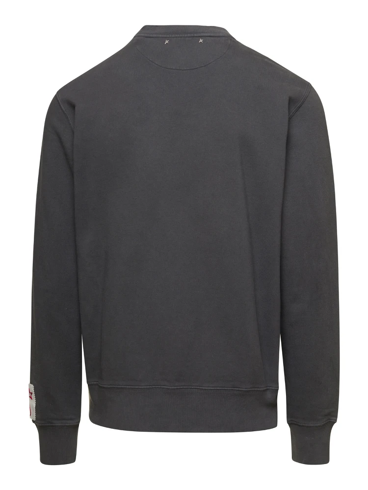 Grey Crewneck Sweatshirt with Printed Logo in Cotton Man alternative