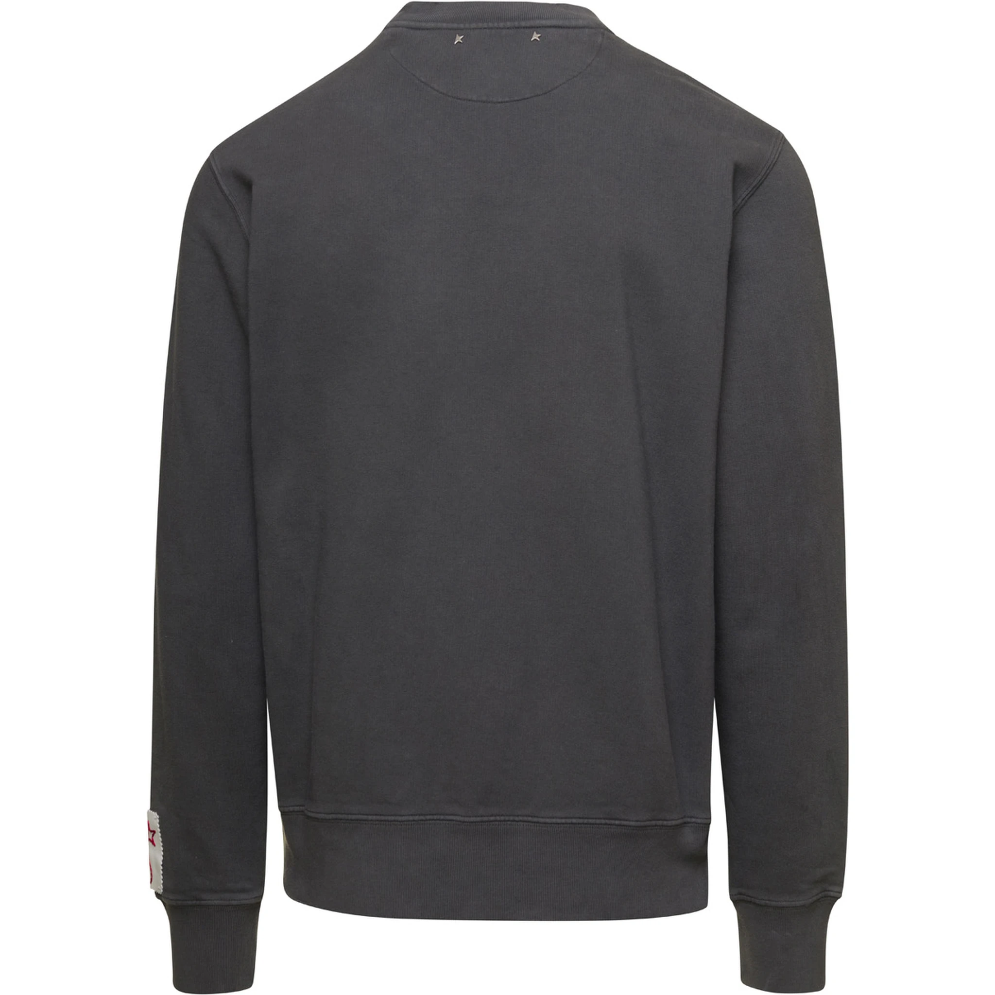 سويت شيرت رمادي برقبة دائرية وشعار مطبوع من القطن للرجال