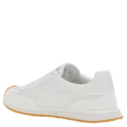 White Low Top Sneakers with Logo Patch on Tongue and Side in Leather Man