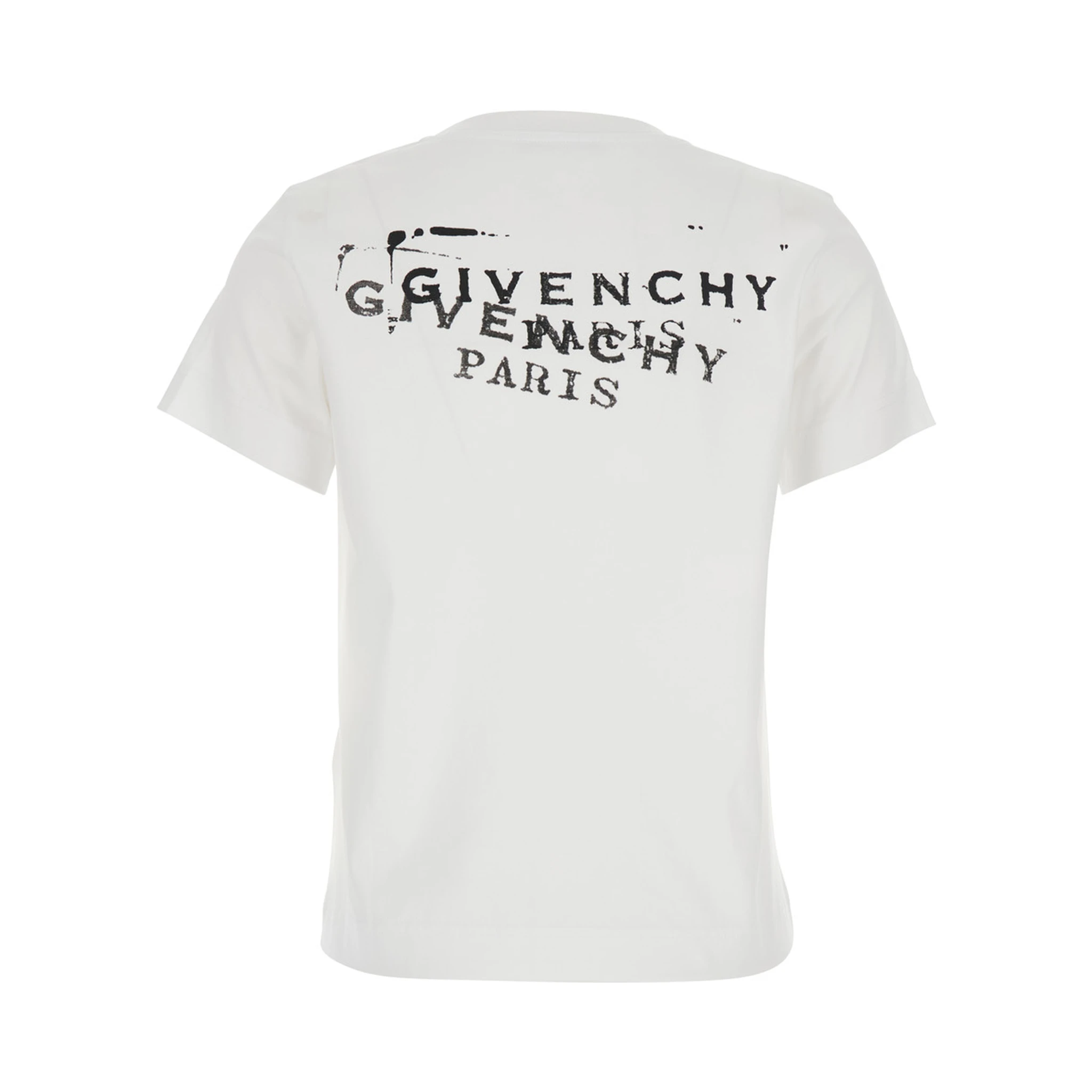 White Crew Neck T-Shirt with Logo on Front and Back in Cotton Woman