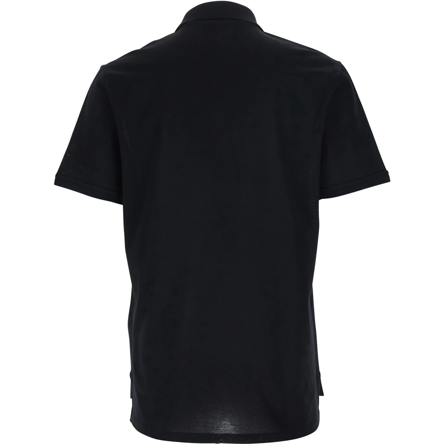 Black Polo Shirt with Chest Logo Patch in Cotton Man
