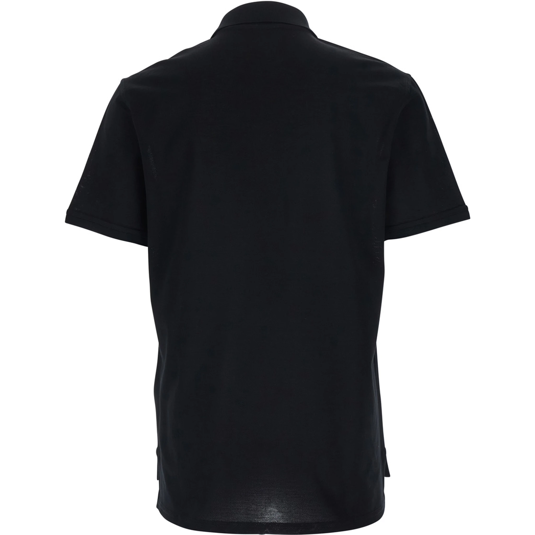 قميص بولو أسود بشعار على الصدر من القطن للرجال