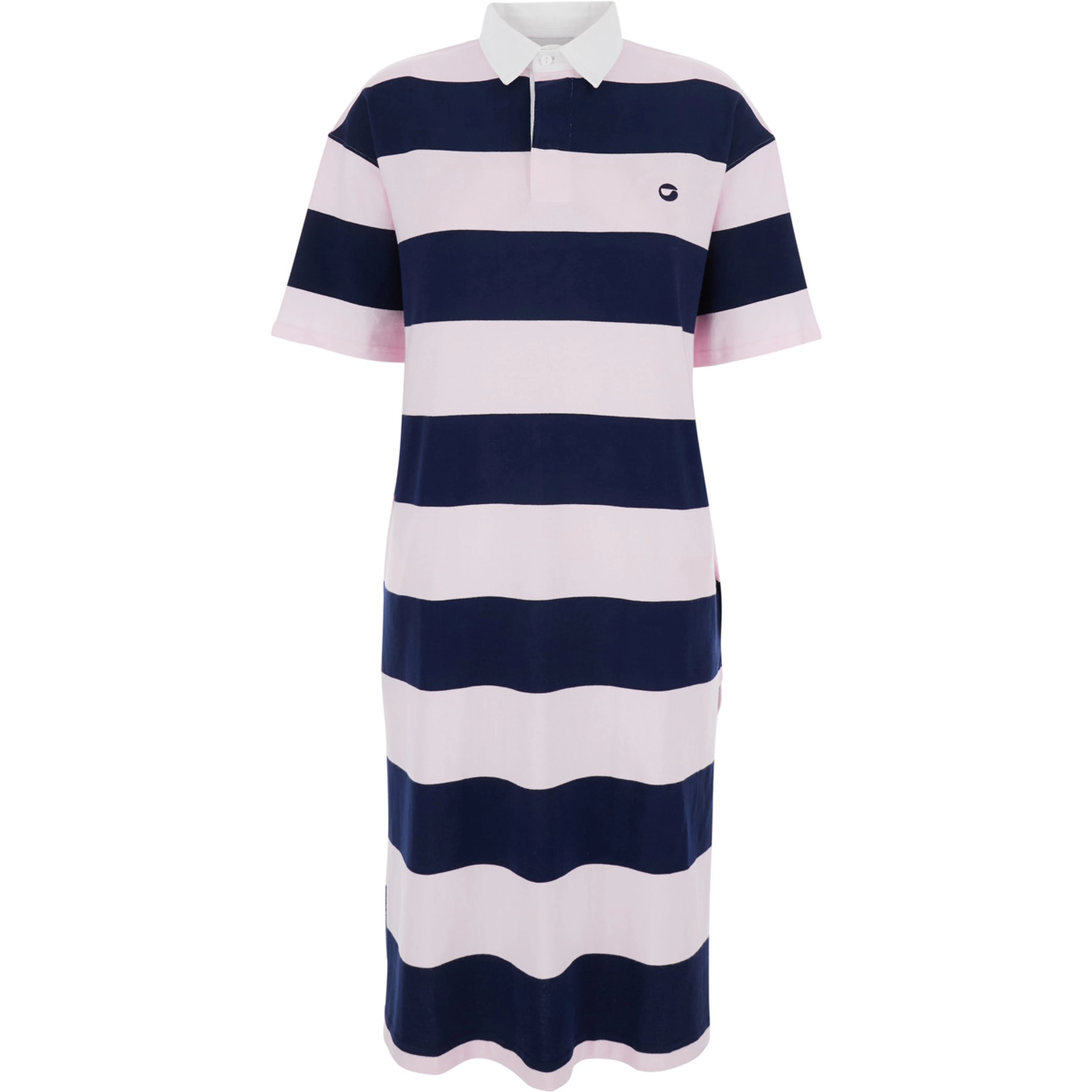 Multicolor Dress with All-Over Stripe Pattern and Embroidered Logo on the Front in Cotton Woman