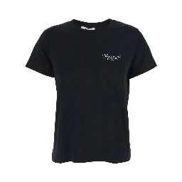 Black Crew Neck T-Shirt with Logo on Front and Back in Cotton Woman