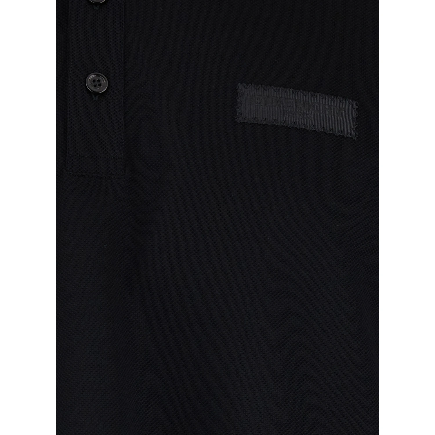 Black Polo Shirt with Chest Logo Patch in Cotton Man