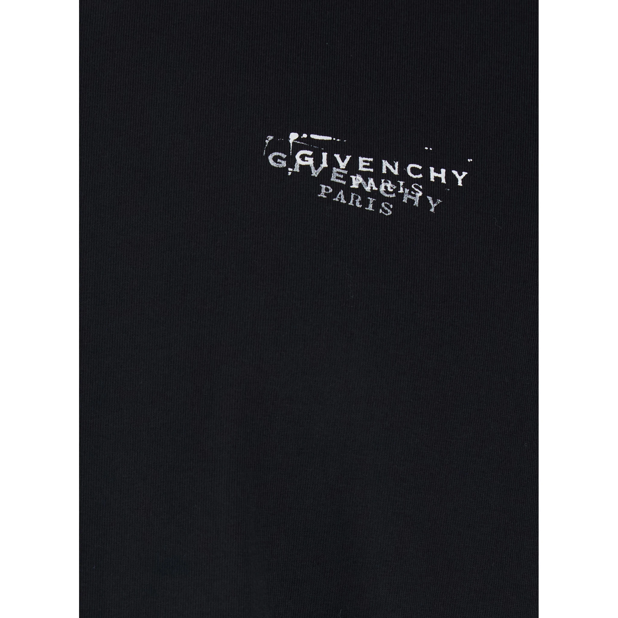 تيشيرت أسود برقبة دائرية وشعار على الأمام والخلف من القطن الرجالي