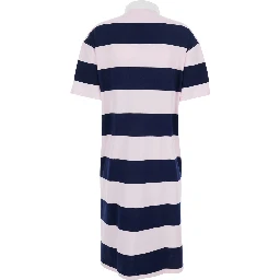 Multicolor Dress with All-Over Stripe Pattern and Embroidered Logo on the Front in Cotton Woman