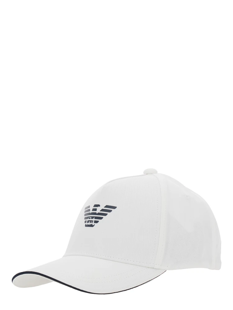White Baseball Cap with Front Logo in Cotton Man