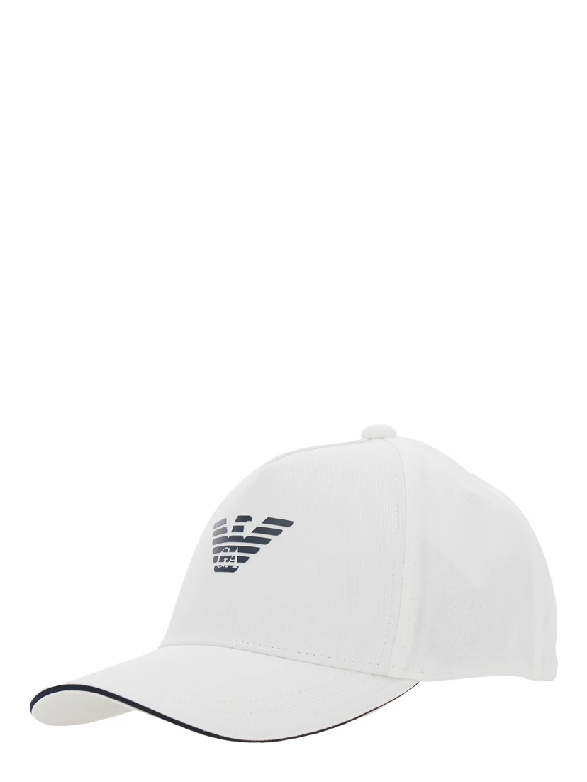 White Baseball Cap with Front Logo in Cotton Man