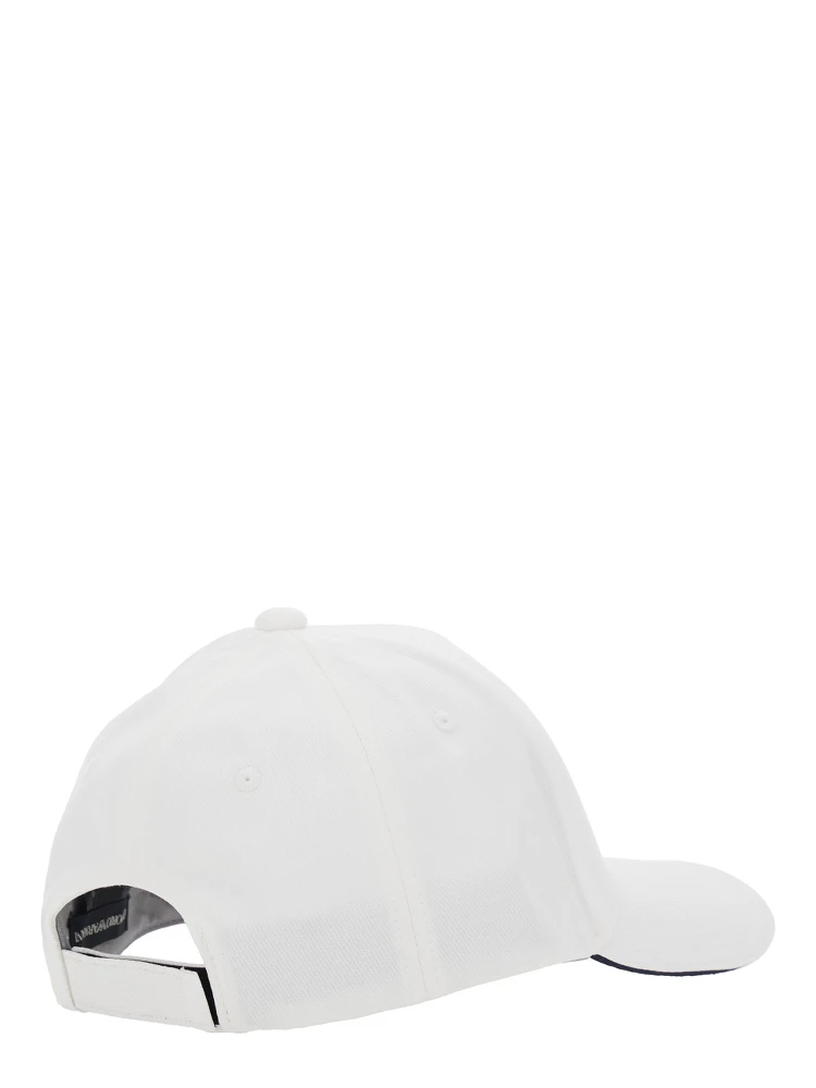 White Baseball Cap with Front Logo in Cotton Man alternative