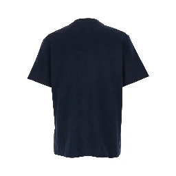 Blue Crewneck T-Shirt with Logo Lettering on the Front in Cotton Man
