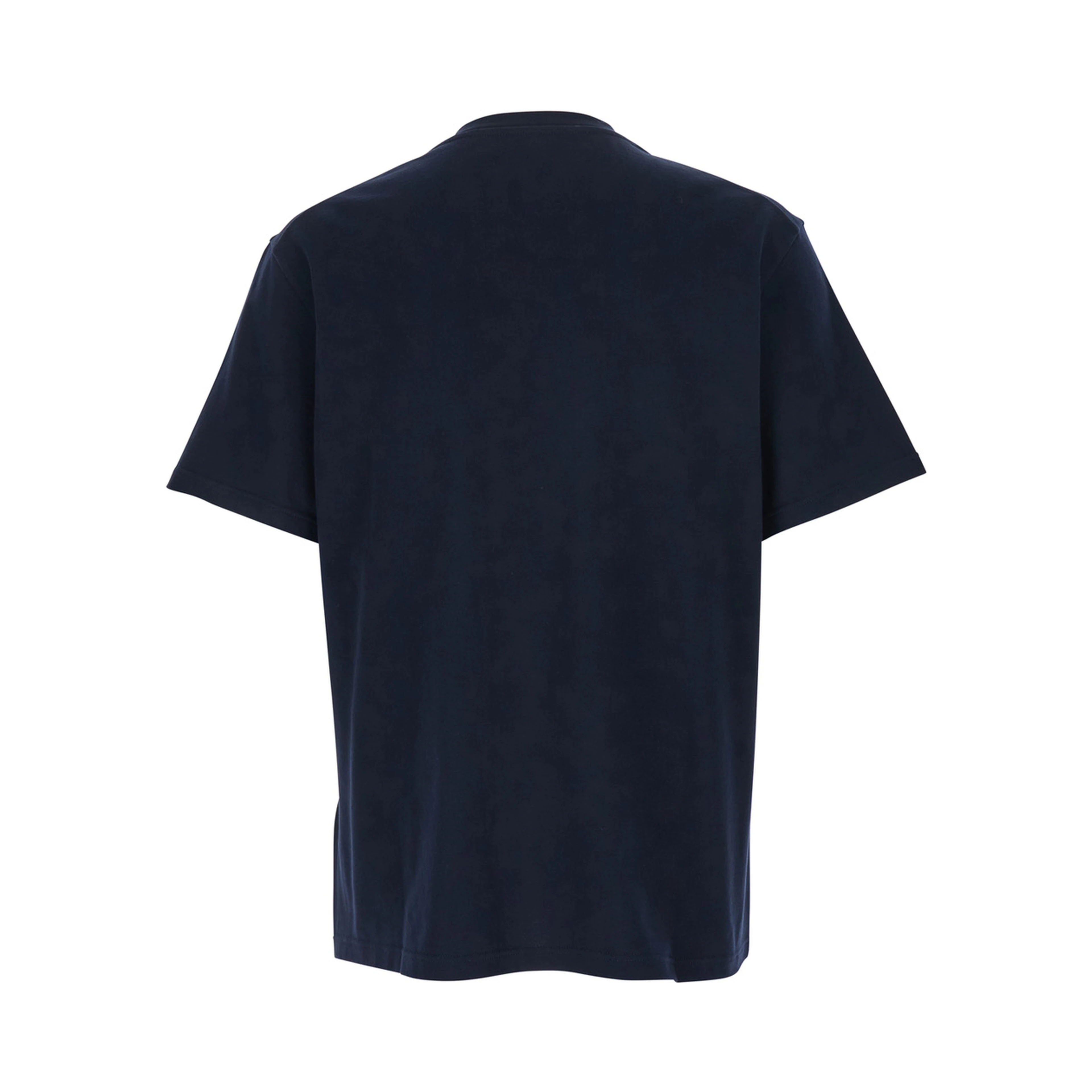 Blue Crewneck T-Shirt with Logo Lettering on the Front in Cotton Man