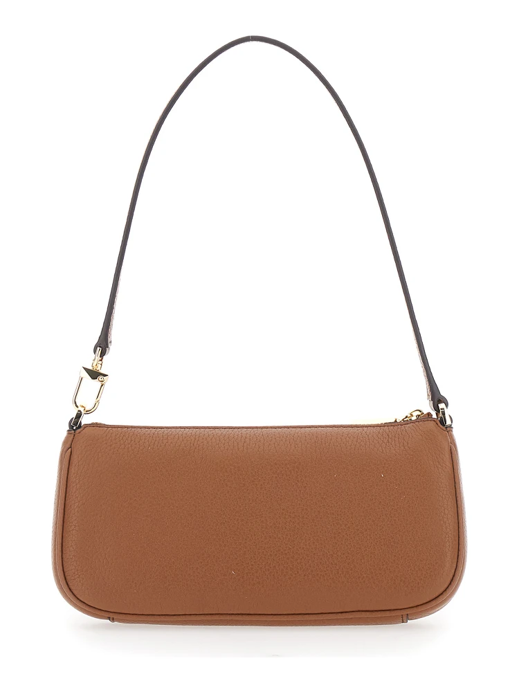 Zoe Brown Shoulder Bag with Pockets and Straps on the Front in Hammered Leather Woman alternative