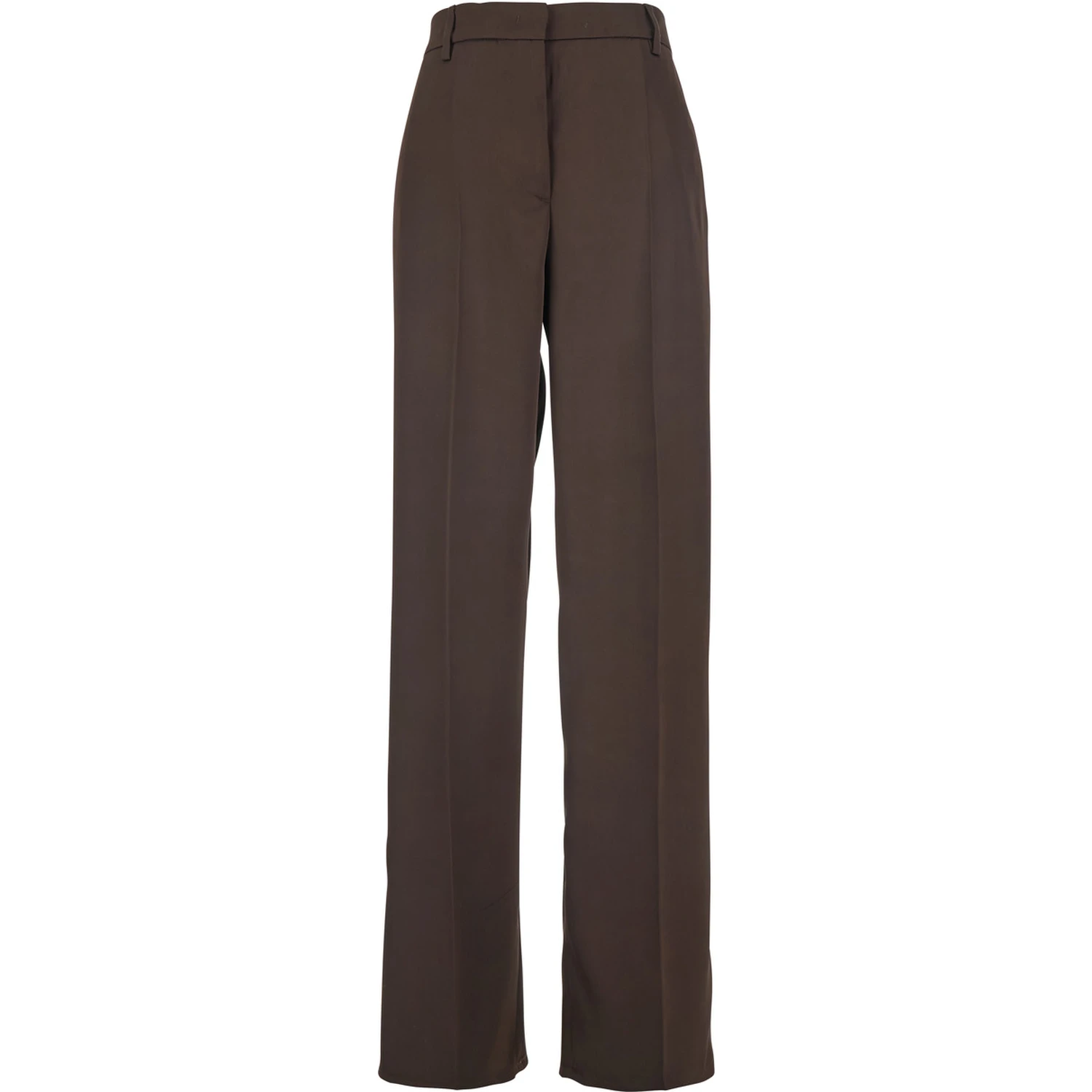 Brown Tailored Trousers with Pleats on the Front in Satin Woman