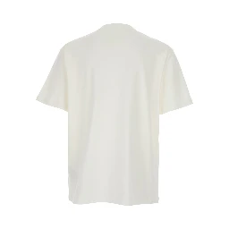 White Crewneck T-Shirt with Logo Lettering on the Front in Cotton Man