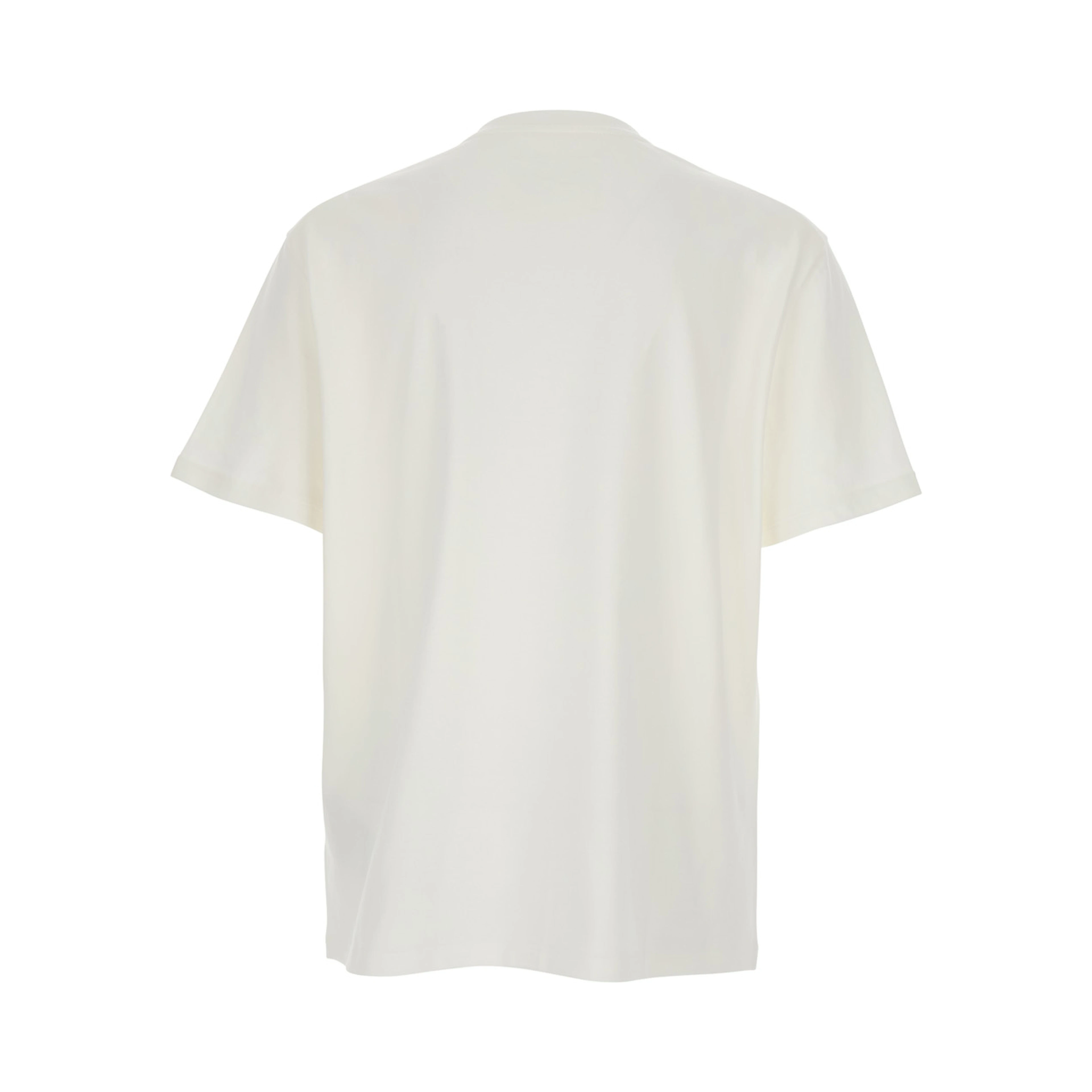 White Crewneck T-Shirt with Logo Lettering on the Front in Cotton Man